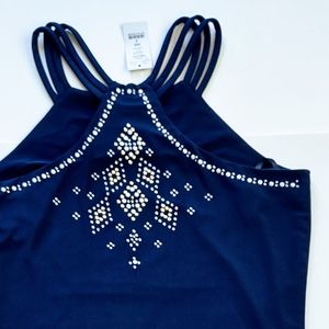 A dress. White and Black House Market. Size S. Color Classic Navy.